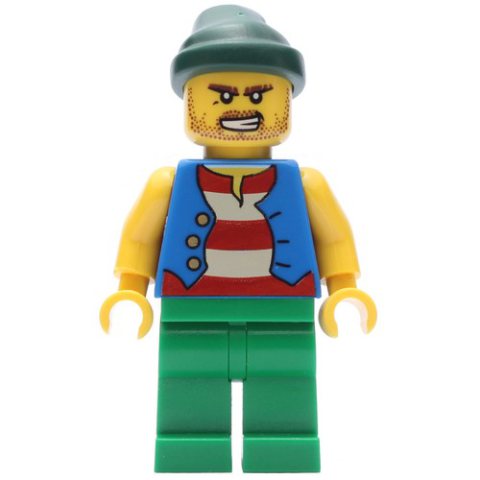 Minifigurka LEGO Pirate - Blue Vest, Green Legs, Dark Green Bandana
