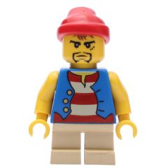 Minifigurka LEGO Pirate - Blue Vest, Short Tan Legs, Red Bandana