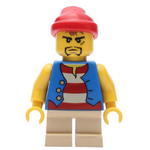 Minifigurka LEGO Pirate - Blue Vest, Short Tan Legs, Red Bandana