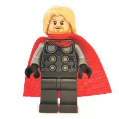 Minifigurka LEGO Thor with Printed Cape Front and Pearl Dark Gray Legs