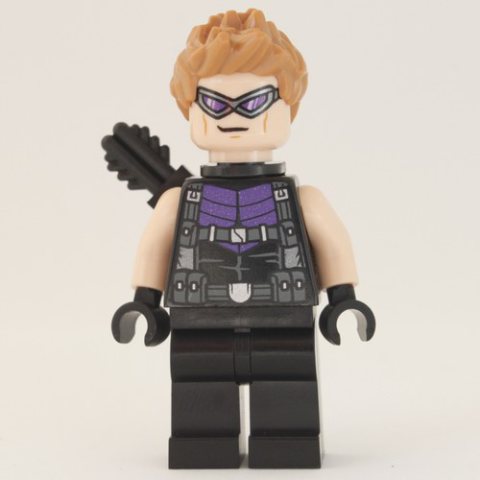 Minifigurka LEGO Hawkeye in Black and Dark Purple Outfit with Dark Purple Goggles, and Quiver