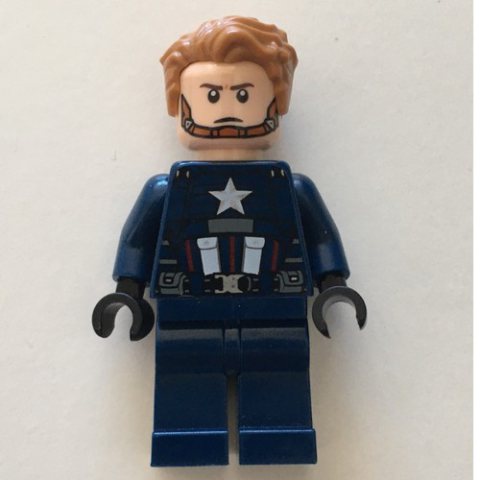 Minifigurka LEGO Captain America in Dark Blue Outfit with Black Hands and Hair