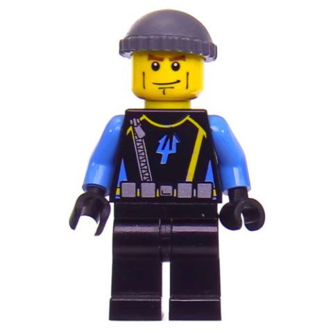 Minifigurka LEGO Aquaraider Diver 4 with Dark Bluish Gray Hat