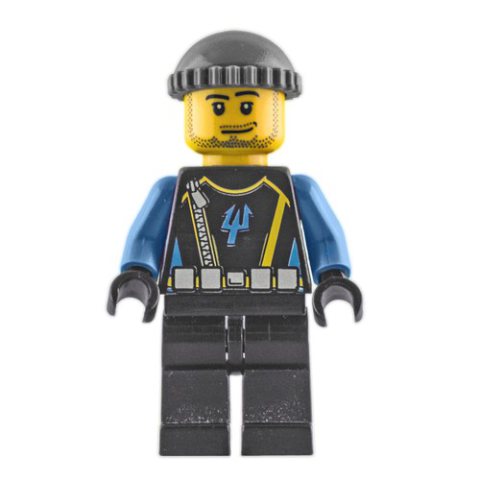 Minifigurka LEGO Aquaraider Diver 5 with Dark Bluish Gray Hat