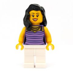 Minifigurka LEGO Mom in Dark Purple and Medium Lavender Striped Top