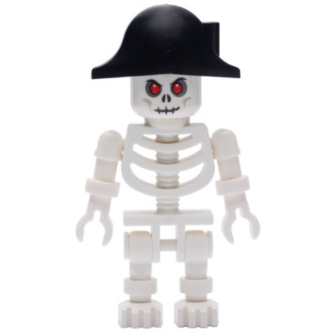 Minifigurka LEGO Skeleton, Red Eyes, Bicorne Hat