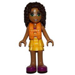 Minifigurka LEGO Andrea - Bright Light Orange Layered Skirt, Halter Top with Bright Light Orange Chevron Stripes and Life Jacket