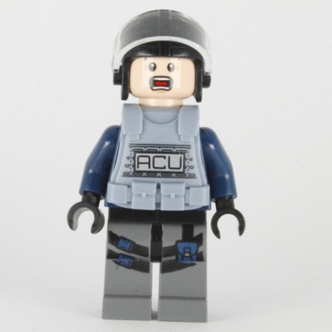Minifigurka LEGO ACU Trooper with Sand Blue Armor, Scared