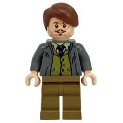 Minifigurka LEGO Remus Lupin, Dark Bluish Gray Jacket over Olive Green Vest