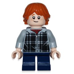 Minifigurka LEGO Ron Weasley, Light Bluish Gray Plaid Jacket with Zipper, Short Legs