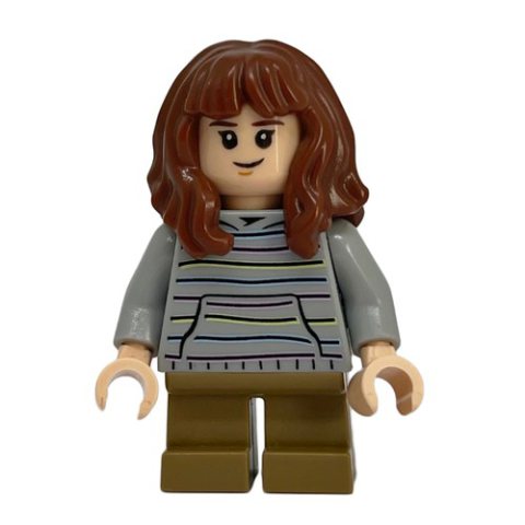 Minifigurka LEGO Hermione Granger, Light Bluish Gray Hoodie with Stripes, Short Legs