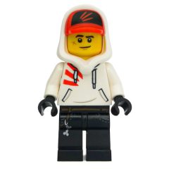 Minifigurka LEGO Jack Davids, White Hoodie with Hood and Red Cap