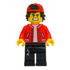 Minifigurka LEGO Jack Davids, Red Jacket with Backwards Red Cap