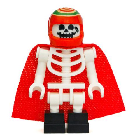 Minifigurka LEGO Douglas Elton / El Fuego, Skeleton with Red Helmet and Cape, Black Feet