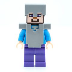 Minifigurka LEGO Steve in Flat Silver Helmet and Armor