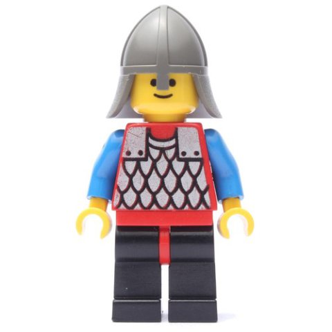 Minifigurka LEGO Knight (Scale Mail on Red) - Blue Arms, Black Legs, Dark Gray Neck-Protector