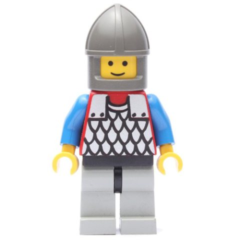 Minifigurka LEGO Knight (Scale Mail on Red) - Blue Arms, Light Gray Legs, Dark Gray Chin-Guard