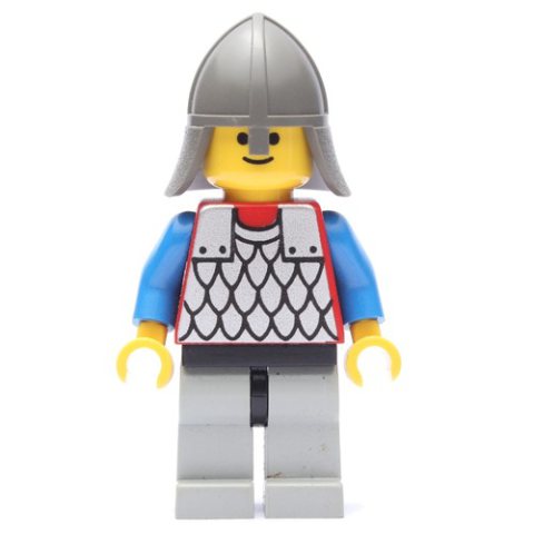 Minifigurka LEGO Knight (Scale Mail on Red) - Blue Arms, Light Gray Legs, Dark Gray Neck-Protector