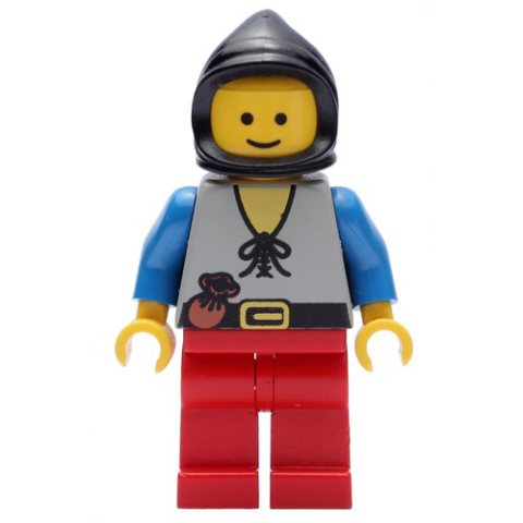 Minifigurka LEGO Peasant - Red Legs, Black Hood