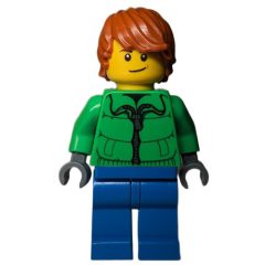 Minifigurka LEGO Man, Bright Green Jacket, Blue Legs