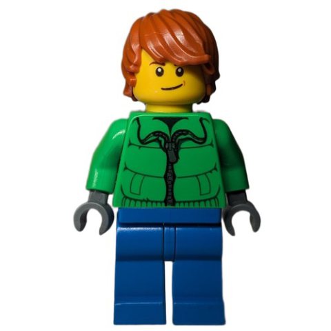 Minifigurka LEGO Man, Bright Green Jacket, Blue Legs