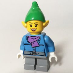 Minifigurka LEGO Elf, Medium Blue Jacket with Medium Lavender Scarf, Bright Green Hat