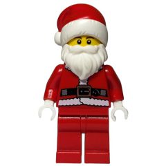 Minifigurka LEGO Santa, Coat and Belt, Plain Red Legs, Santa Hat, Brown Eyebrows