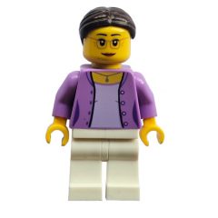 Minifigurka LEGO Female, Open Medium Lavender Jacket over Lavender Shirt, White Legs, Glasses
