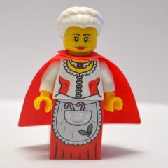 Minifigurka LEGO Mrs. Claus, White Corset with Red Sides, Apron with Candy Canes, Red Dress