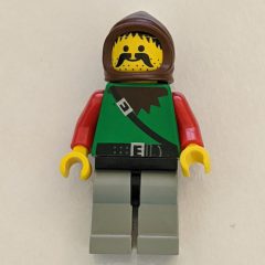Minifigurka LEGO Forestman (Dark Forest) - Light Gray Legs, Brown Hood