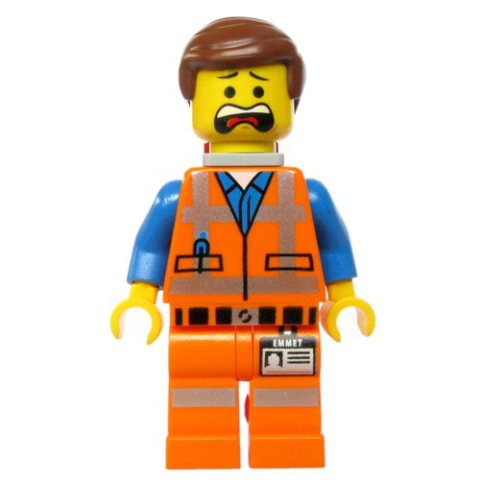 Minifigurka LEGO Emmet, Piece of Resistance, Eyebrows, Happy / Scream, Red Plate