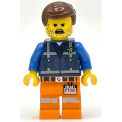 Minifigurka LEGO Emmet, Dark Blue Rex Dangervest Vest, Smudged Stubble