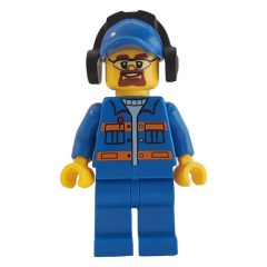 Minifigurka LEGO Man, Blue Jacket with Orange Stripes, Blue Legs, Blue Cap, Ear Defenders