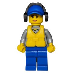 Minifigurka LEGO Coast Guard, Light Bluish Gray Shirt with Badge, Blue Cap, Ear Defenders, Yellow Life Vest