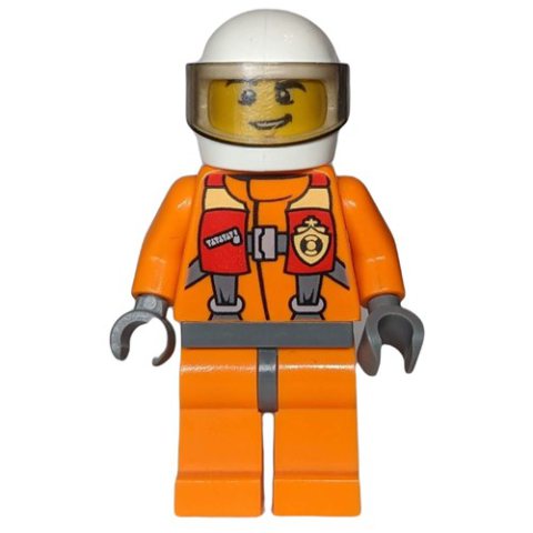 Minifigurka LEGO Coast Guard, Orange Jumpsuit, White Helmet with Visor