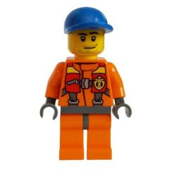 Minifigurka LEGO Coast Guard, Orange Jumpsuit, Blue Cap, Stubble