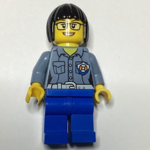 Minifigurka LEGO Coast Guard, Woman, Sand Blue Shirt with Badge, Glasses