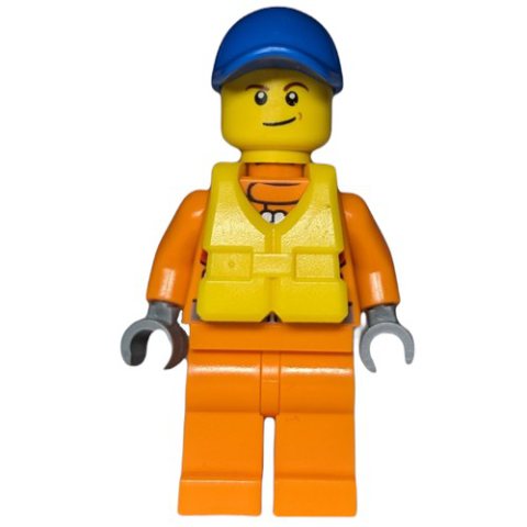 Minifigurka LEGO Coast Guard, Orange Jumpsuit, Blue Cap, Yellow Life Vest