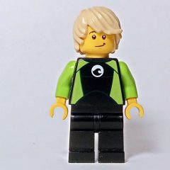 Minifigurka LEGO Tom, Black and Lime Wetsuit, Tan Hair