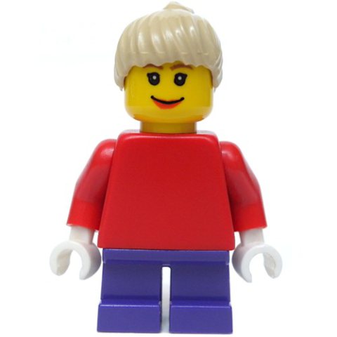 Minifigurka LEGO Girl, Plain Red Torso, Short Dark Purple Legs, Tan Hair (3626bpr0043 Head)