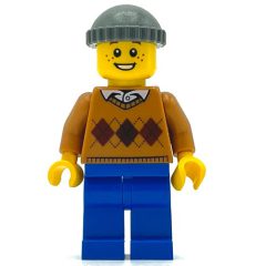 Minifigurka LEGO Man, Argyle Sweater, Blue Legs, Hat