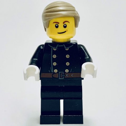 Minifigurka LEGO Fireman, Jacket with 8 Buttons and Belt, Dark Tan Hair