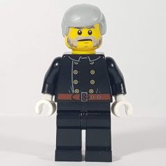 Minifigurka LEGO Fireman, Jacket with 8 Buttons and Belt, Light Bluish Gray Hair, Beard