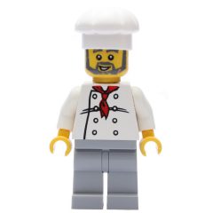 Minifigurka LEGO Chef, Red Neckerchief, Light Bluish Gray Legs, Light Bluish Gray Beard