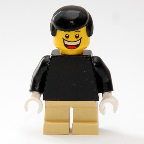 Minifigurka LEGO Boy, Plain Black Torso, Short Tan Legs