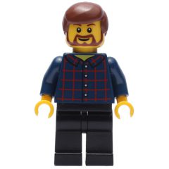 Minifigurka LEGO Man, Dark Blue Plaid Shirt, Black Legs, Beard