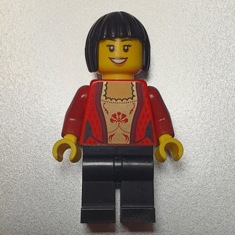 Minifigurka LEGO Woman, Corset, Black Legs, Black Hair