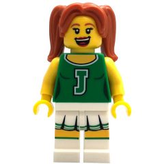 Minifigurka LEGO Cheerleader, Green, 'J' on Uniform