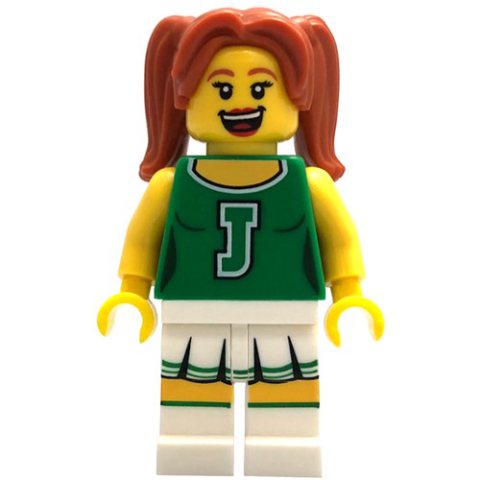 Minifigurka LEGO Cheerleader, Green, 'J' on Uniform