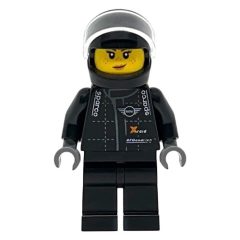 Minifigurka LEGO Race Driver, Black Torso, Black Legs, Black Helmet